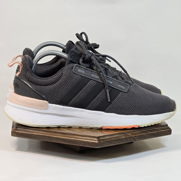 Adidas Shoes Womens Size 8.5 Black Gray Cloudfoam Super Running Athletic H00654 - Picture 1 of 10